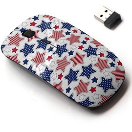 CJCBROES 2.4G Wireless Mouse with Cute Pattern Design for All Laptops and Desktops with Nano Receiver - American Stars Stripes