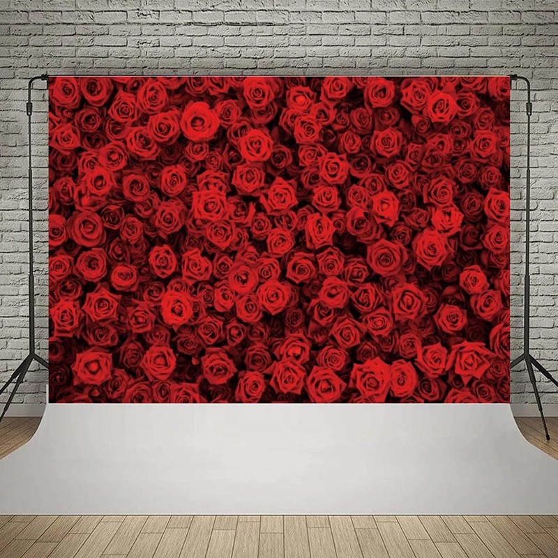 7x5ft Red Rose Floral Backdrop Rose Flowers Wall Background for