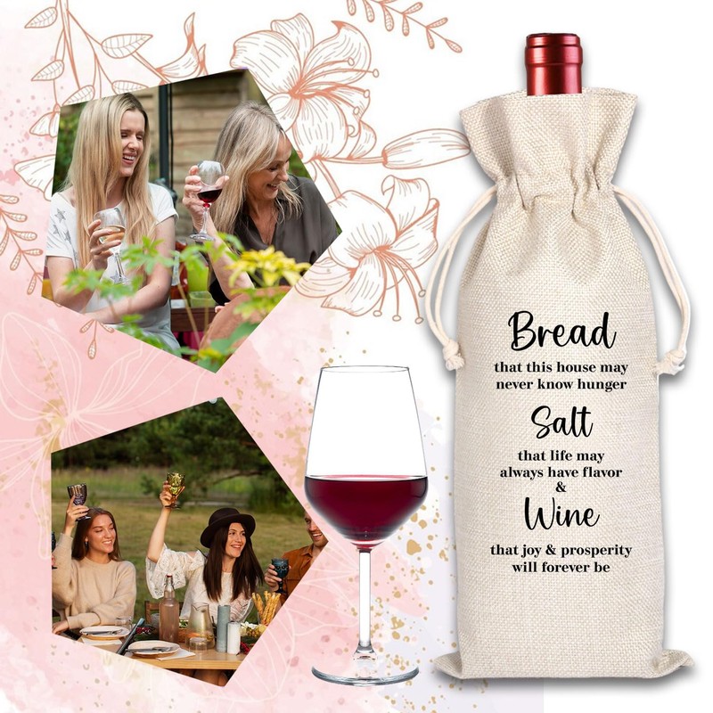 Maydvdv Hostess Gifts Wine Bag, Housewarming gift, Bread Salt Home