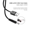 Lantisri 5V DC Power Cable, USB to DC 5.5x2.1mm Plug