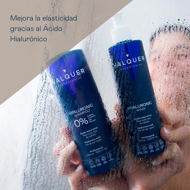 VALQUER Pack Shampoo y Mascarilla Ácido Hialurónico 400 ml +