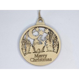 6 x Wooden Tree Decoration 3 Different Deer Designs Traditional Style Rustic Farm House Tree Ornament