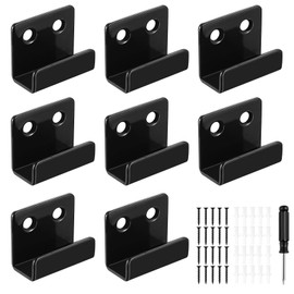 8 Pcs U Shaped Brackets, Heavy-Duty U Brackets Metal Garage Hooks Wall Equipment Ceramic Tiles Holders for Kitchen Bathroom Garage Ceramic Hanging Hook Bracket, Black, 14mm Inner Width
