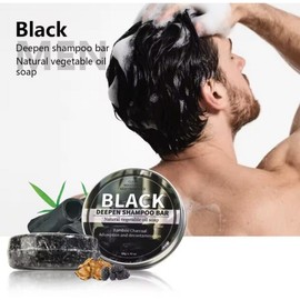 Black Bamboo Charcoal Darkening Hair Care Herb Shampoo Bar Deep Cleansing Handmade Soap for Men Departs Today at 15:00, 1 Piece / 블랙 대나무숯 다크닝 헤어케어 허브 샴푸바 딥크렌징 수제비누 남성용 오늘출발 15시, 1개