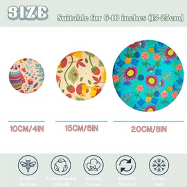 3 Pieces Beeswax Bowl Covers Reusable Beeswax Food Wrap Stretch Cloth Fabric Elastic Food Storage Covers Cotton Bread Bowl Covers