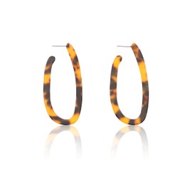 Dark Tortoise Shell Hypoallergenic Large Hoop Earrings | Allergen Safe Earrings, Bold Statement Fashionable U-shaped Hoop, Big Hoops, Dark Brown, Lightweight, Acetate, Acrylic, Resin, Gift