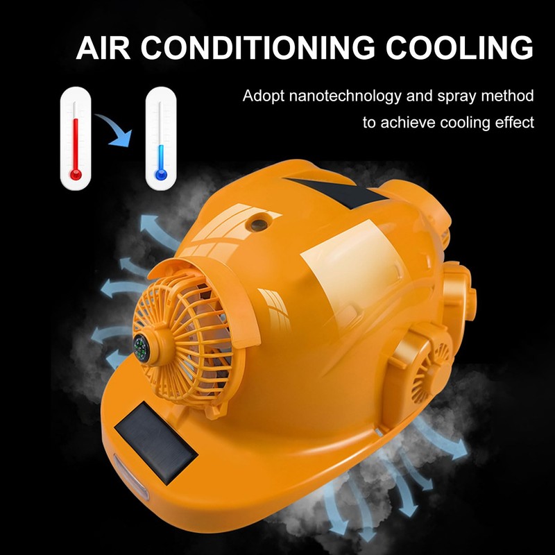Smart Construction Hard Hat with 8 Fans and 2 Solar
