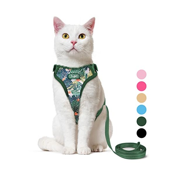 Supet Cat Harness and Leash Escape Proof for Walking, Adjustable