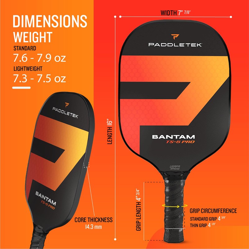 Paddletek Bantam TS-5 Pro Pickleball Paddle | Standard Weight |