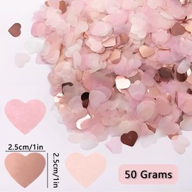 6000 Pieces Heart Shaped Biodegradable Confetti Wedding Confetti Biodegradable for Weddings Valentines Anniversaries-Eco-Friendly Paper Hearts Hen Party Table Decoration (Gold Pink)