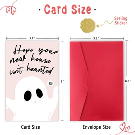 FANCYLUCKY Cute Ghost New Home Card, Congratulations on Your New House Card, Funny New Apartment Card for New Homeowner, Spooky Housewarming Card for Friends