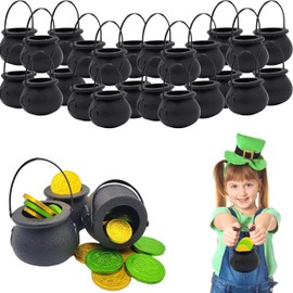 Black Candy Cauldron Kettles, Party Decoration Supplies, St. Patrick's 3" Inches (96-Pack) Witch Cauldron, Candy Bucket, Cauldron Pot