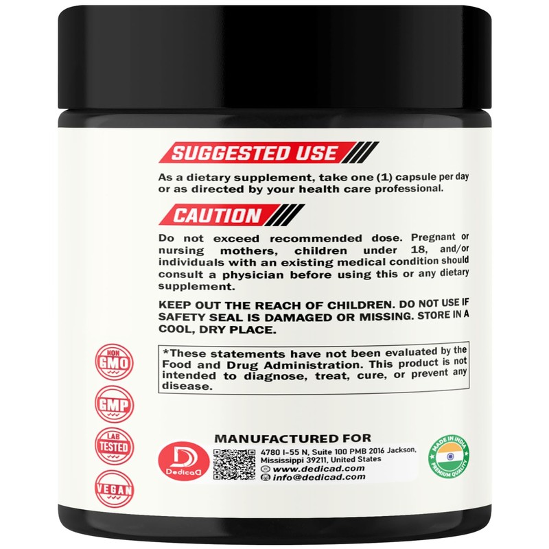 DEDICAD 12in1 Wormwood Capsules Black Walnut Cloves, Ginger, Turmeric Curcumin