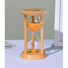 Bamboo Sand Timer 30Minute Hourglass Timer Wooden Sand Clock, Mini Gold Sand Watch, Reloj de Arena 30 Minuto, Unbreakable Sandglass for Childs, Office, Games, Decorative (Gold,30Min)