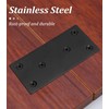 Bonsicoky 8Pcs Flat Straight Brace Brackets Stainless Steel, Black Fixing