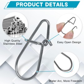 SHADDOCK Duo Lock Snaps Sea Fishing Clip Kit, 75pcs Stainless Steel Quick Change Fishing Swivels Snaps Speed Clips for Lure Snap Connector Freshwater Saltwater Tackle