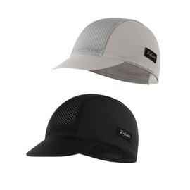 Zylioo XXL/XL/L/M/S Cycling Cap with Visor Large Head, UV Protection Cycling Cap Bicycle Hat Summer Sports Cycling Climbing Fishing, Visor - Black + Grey