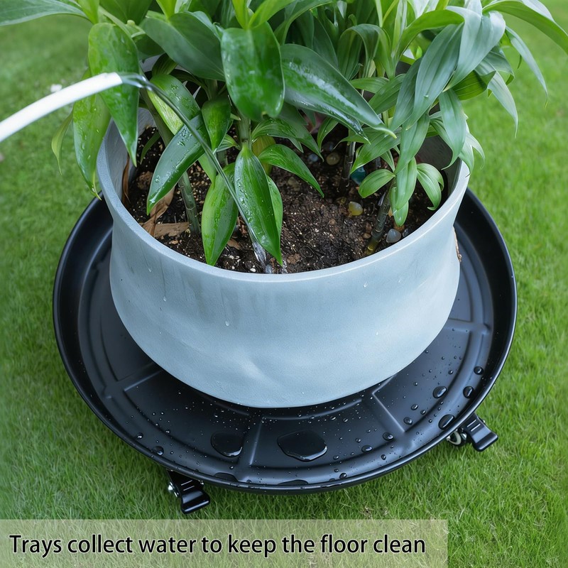12inch Heavy Duty Wheeled Plant Caddy with Handle,Supports up to