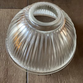 Lancaster Glassware New! Torchiere Uplighter 6-1/2” Wide Glass Holophane Clear Ribbed Lamp Shade