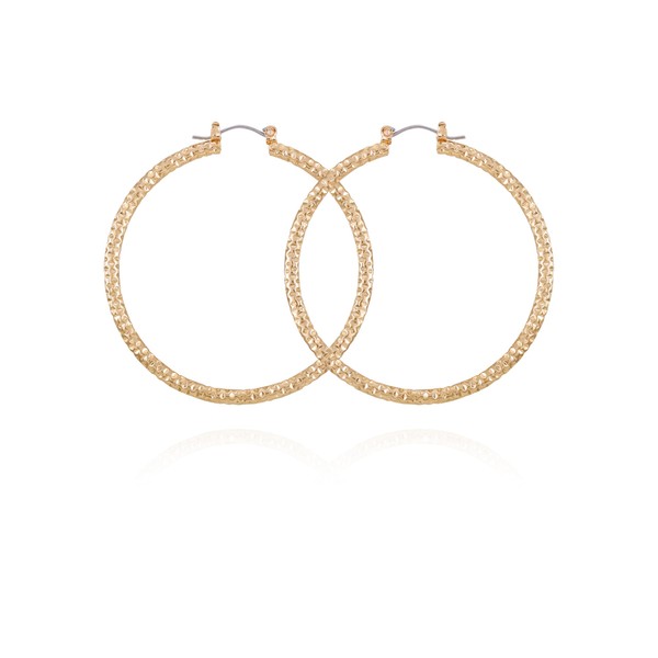 GUESS Goldfarbene strukturierte große Creolen