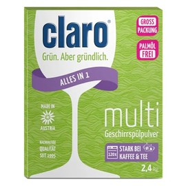 claro Multi Alles-in-1 Dishwasher Powder, Dishwashing Powder, Phosphate-Free, Vegan, Ecolabel, Environmentally Friendly, Palm Oil Free, Bulk Pack, Economy Pack with 120 Washes