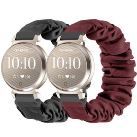 Oanux 2 Pack Stretchy Scrunchie Compatible with Garmin Lily 2 Watch Band, 14mm Elastic Fabric Cloth Soft Sport Strap Wristband for Lily 2/Lily 2 Active/Classic Women Men