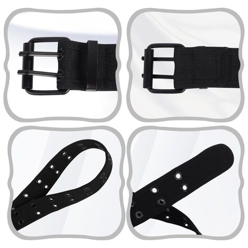 Iridsmole Double Grommet Canvas Belts for Men, Nylon Webbing Belts