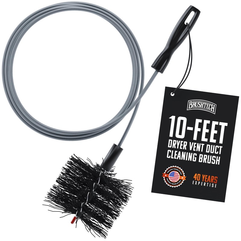 Brushtech Dryer Vent Cleaning Brush - 10-Foot Flexible Duct Cleaning