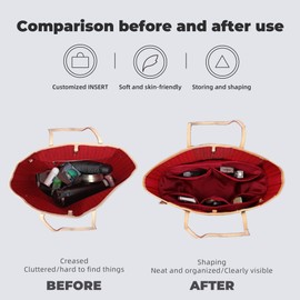 XYJG Purse Handbag Silky Organizer Insert Keep Bag Shape Fits LV-Neverfull-PM/MM/GM Bags, Luxury Handbag Tote Lightweight Sturdy(Pink, Neverfull-MM)