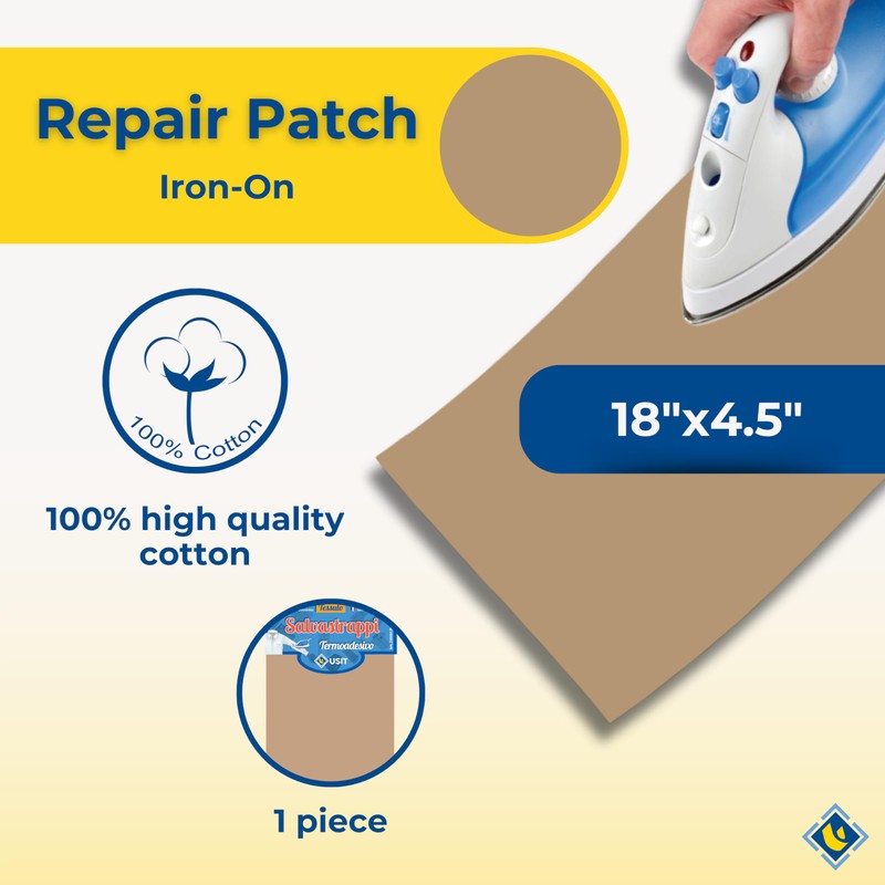USIT, 1pc Thermoadhesive Cotton Repair Patch, 18"x4.5", Lightweight and Resistant,