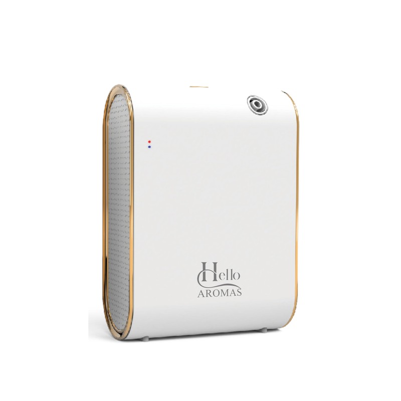 Hello Aromas Essential Oil Diffuser, Bluetooth Control, Black with Gold