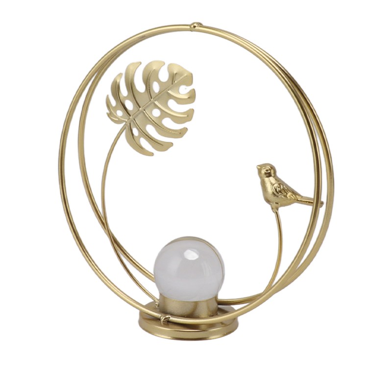Crystal Ball Holder Decor Iron Bird Leaf Decoration Tabletop Decor