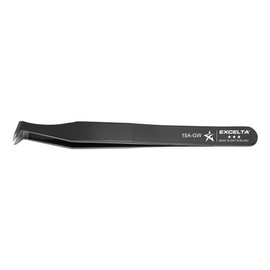 Excelta Cutting Tweezers, Angulated Carbon Steel Tweezers, Three Star, 4.5” Overall Length
