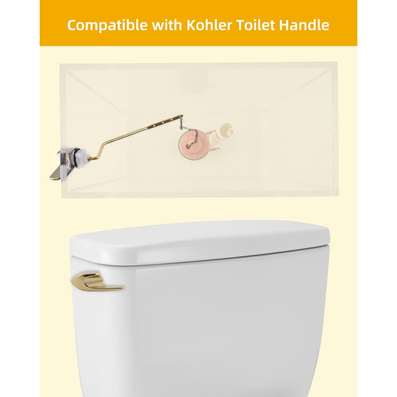 iFealClear Polished Gold Universal Toilet Tank Flush Lever Handle, Brass