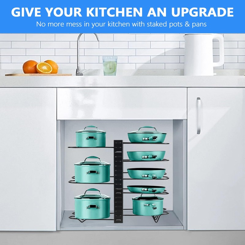 XSUPER Pots and Pans Organizer for Cabinet, 8 Tier Pot
