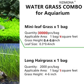 YIZIMONA Aquarium Plant S.e,e,ds. not Fish Tank Aritificial Plastic Plant,10gram Mini-Leaf+8grame Long Hair Grass Fresh Water Carpet Decor