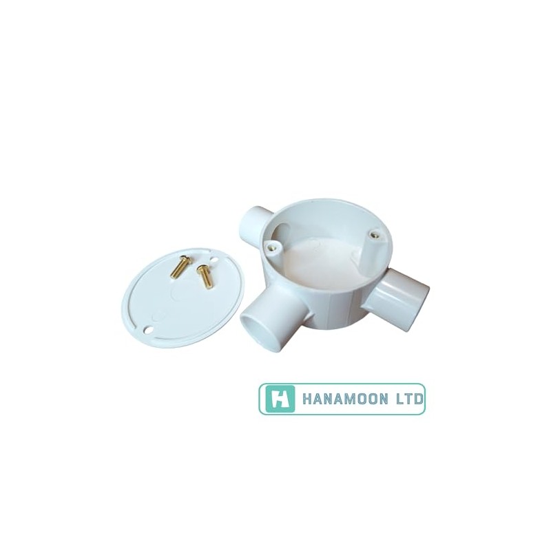 White 25mm PVC Tee Conduit Box 3 Way Terminal Box