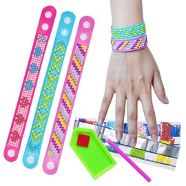Tatahu Diamond Art Bracelet Kits - 3PCS DIY Multicolor Gems 5D Diamond Painting Party Wristbands for Events Jewelry Making