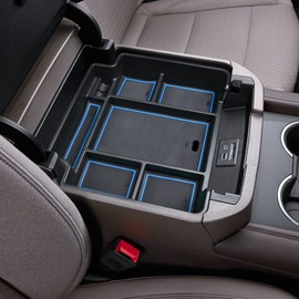 EDBETOS Center Console Organizer Tray for 2021-2025 Chevy Tahoe/Suburban and 21-2024 GMC Yukon Accessories, Fit Standard Console with Charging Socket Only, NOT for Power Sliding Console, Blue