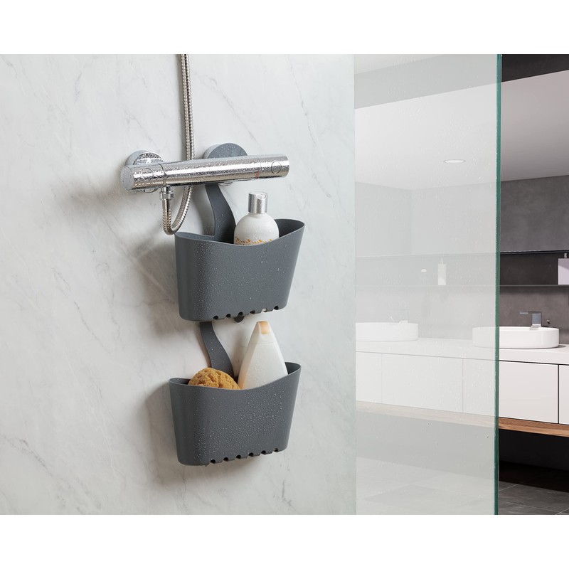 TATAY Shower Basket with Hooks, Polypropylene, Multi-Function Basket, Allows You