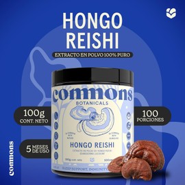 Commons Hongos Adaptógenos - Hongo Reishi - Extracto Puro en Polvo 100 gr - Suplemento de Alta Calidad - Apoyo del Sueño - Energizante y Antioxidante - 100% Orgánico