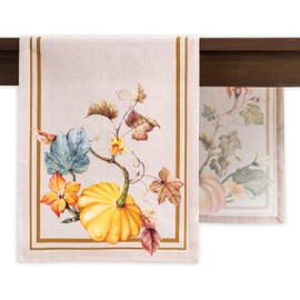 Maison d' Hermine Potiron 100% Cotton Table Runner Farmhouse Tabletop Cover for Home Kitchen Dining Décor Parties Family Dinners Wedding Thanksgiving/Christmas (37cm x 230cm)