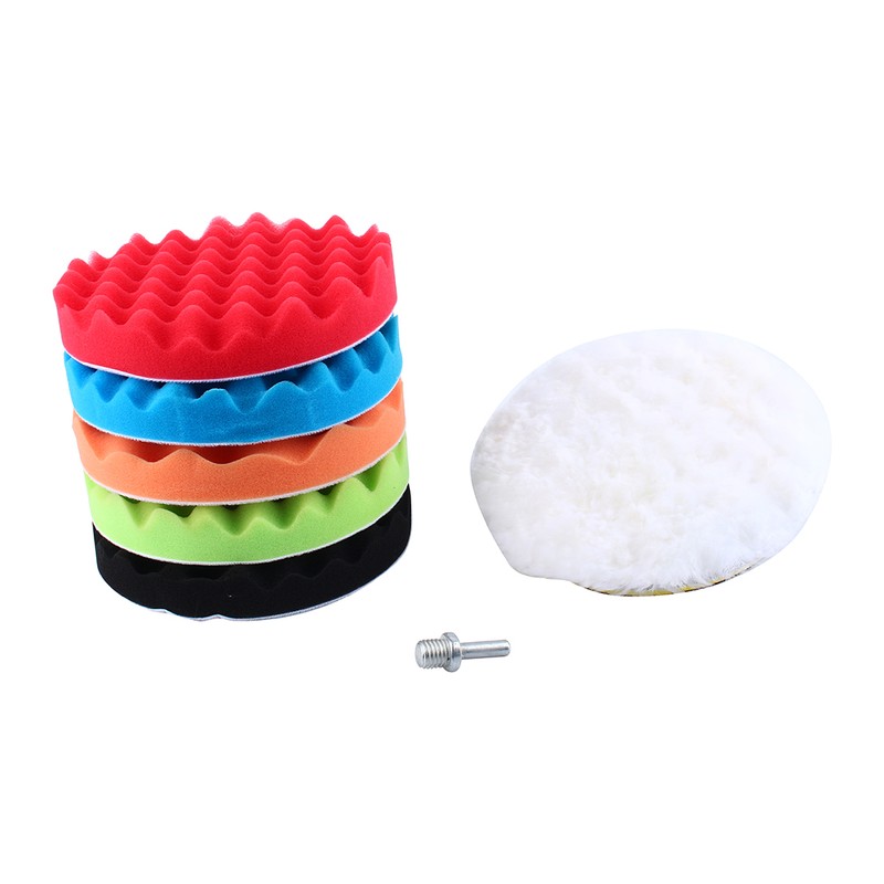 7Pcs 7" Sponge Polishing Waxing Buffing Pads Kit Compound Car