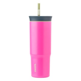 Owala Stainless Steel Triple Layer Insulated Travel Tumbler with Spill Resistant Lid and Straw, BPA Free, 24 oz, Brown/Pink (Watermelon Breeze)