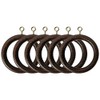 Wooden Curtain Pole Rings Pack of 6 Walnut Effect
