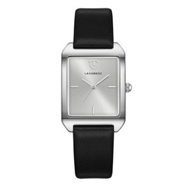 Timever Women's Quartz Watch Analogue Watch with Leather Strap 3 Hands 36mm Case Size 3ATM Waterproof, 03 Silver Black Leather, Strap.