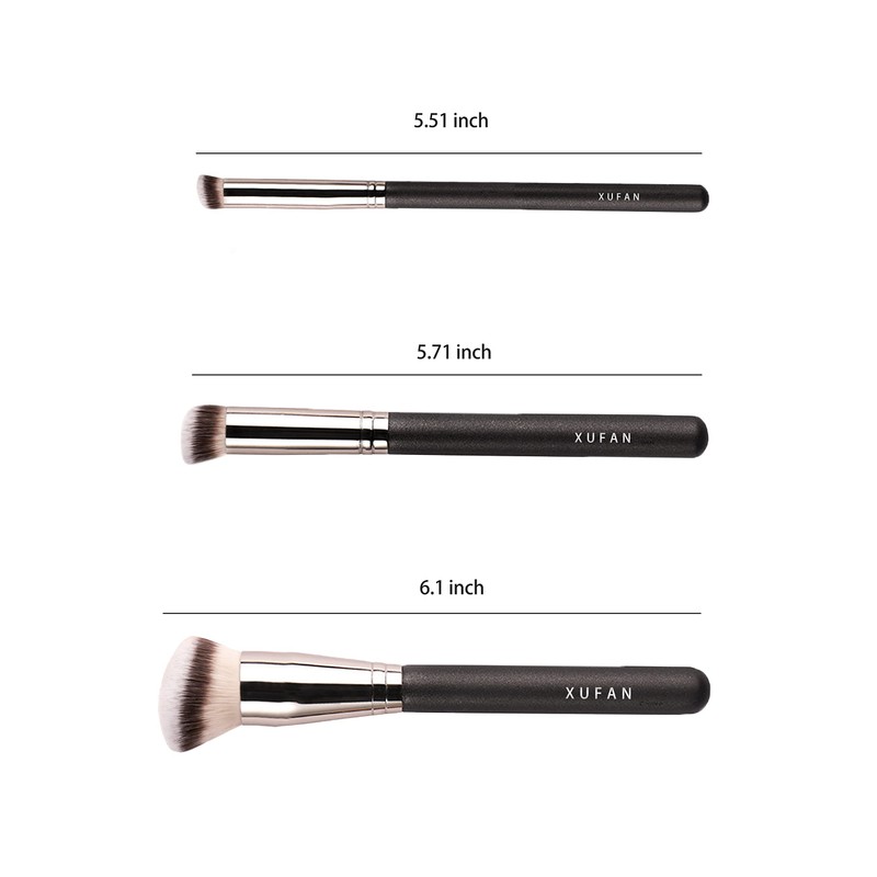 XUFAN 3PCS Foundation Concealer Brushes, Under Eye Mini Angled Brush,