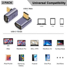 Poyiccot USB-C to Right Adapter, USB C Angle Adapter, 40Gbps USB Type C Converter Adapter, L Type C Extension Adapter, USB C Male to Female Extension Adapter [High Speed Transfer 100W 5A Fast Charge