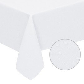 Easy-Going Faux Linen Waterproof Spill-Proof Tablecloth Stain Resistant Rectangle Table Cloth Wrinkle Free Decorative Fabric for Kitchen, Dining, Party, Weddings, Restaurants (60x120 in, White)