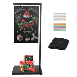 SHANTRA Chalkboard Sign with Metal Base, 19" x 43" Double-Sided Hanging Sidewalk Chalk Sign, Standing Sandwich Board Signs Outdoor, Easel Welcome Pub Signs for Restaurant, Business, Cafe, Wedding